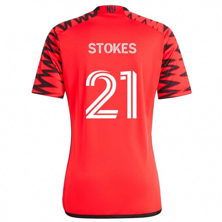 Gyermek Labdarúgás Aidan Stokes #21 Piros Fekete Fehér Idegenbeli Jersey 2024/25 Mez Póló Ing