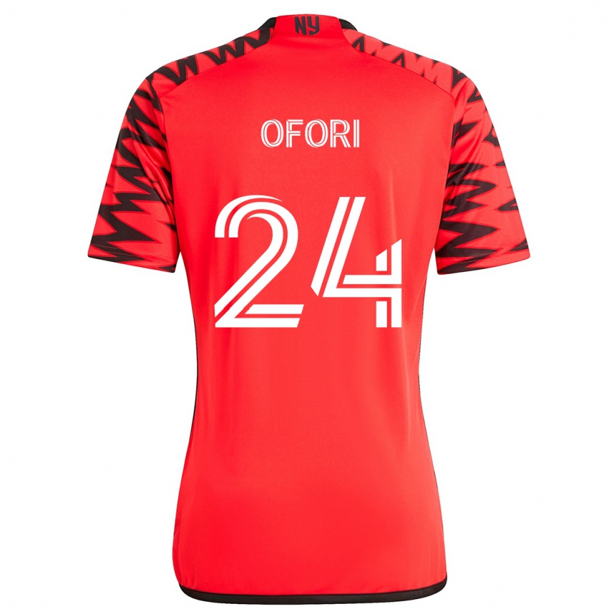 Gyermek Labdarúgás Curtis Ofori #24 Piros Fekete Fehér Idegenbeli Jersey 2024/25 Mez Póló Ing