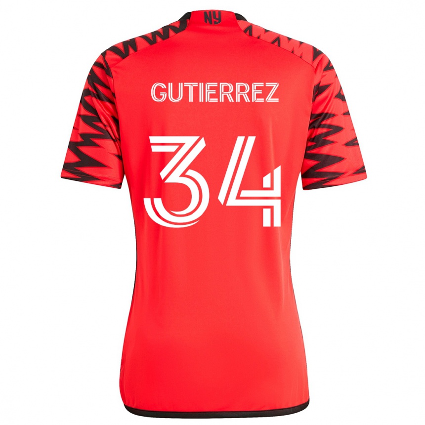 Gyermek Labdarúgás Juan Gutierrez #34 Piros Fekete Fehér Idegenbeli Jersey 2024/25 Mez Póló Ing