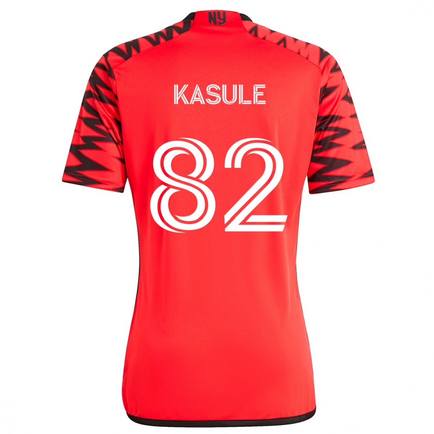 Gyermek Labdarúgás Ibrahim Kasule #82 Piros Fekete Fehér Idegenbeli Jersey 2024/25 Mez Póló Ing