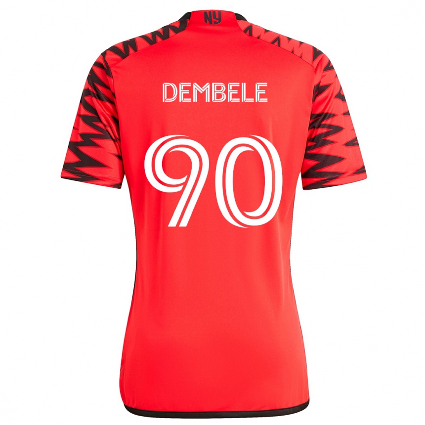 Gyermek Labdarúgás Malick Dembele #90 Piros Fekete Fehér Idegenbeli Jersey 2024/25 Mez Póló Ing