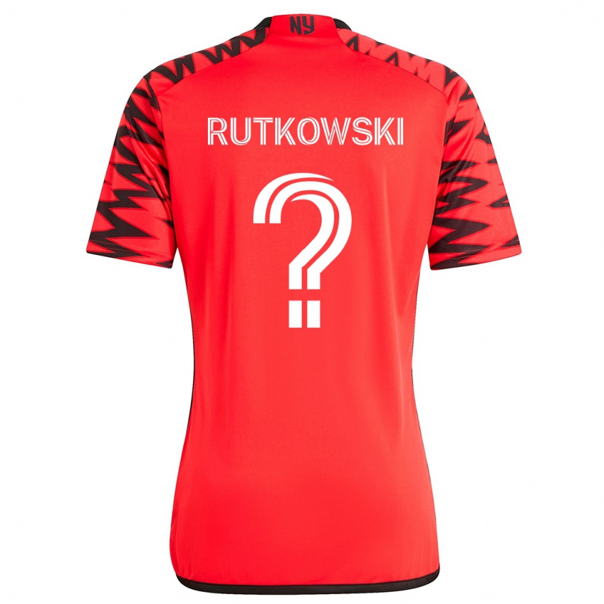 Gyermek Labdarúgás Alan Rutkowski #0 Piros Fekete Fehér Idegenbeli Jersey 2024/25 Mez Póló Ing