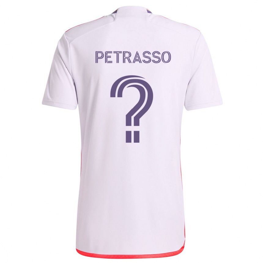 Gyermek Labdarúgás Luca Petrasso #0 Fehér Piros Lila Idegenbeli Jersey 2024/25 Mez Póló Ing