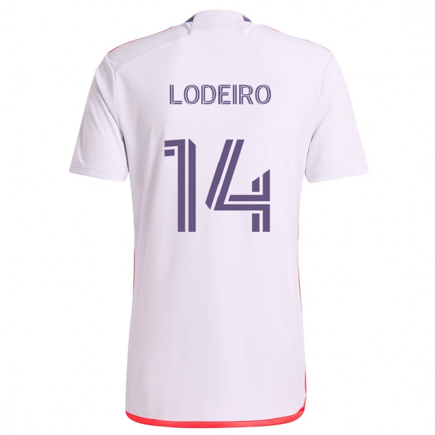 Gyermek Labdarúgás Nicolás Lodeiro #14 Fehér Piros Lila Idegenbeli Jersey 2024/25 Mez Póló Ing