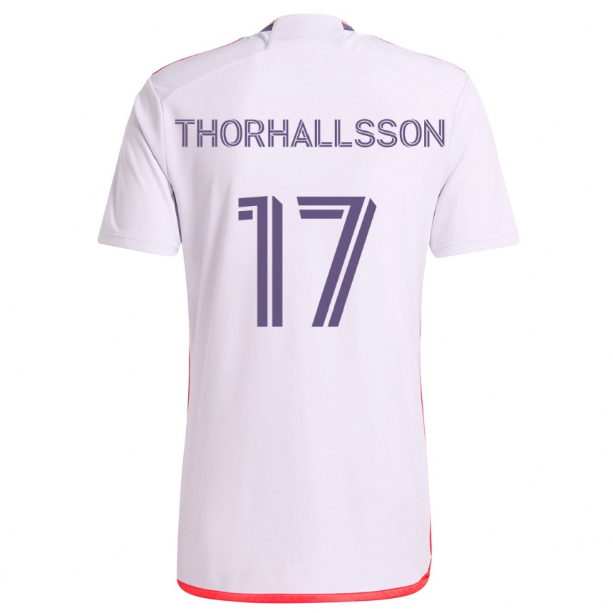 Gyermek Labdarúgás Dagur Dan Thórhallsson #17 Fehér Piros Lila Idegenbeli Jersey 2024/25 Mez Póló Ing