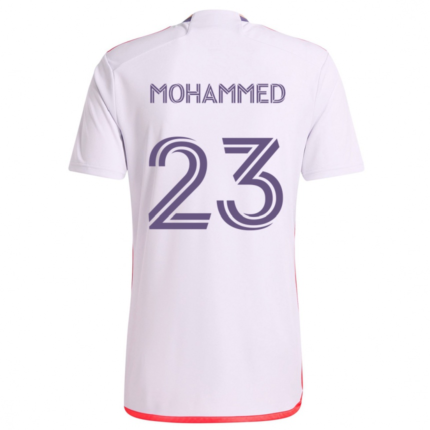 Gyermek Labdarúgás Shak Mohammed #23 Fehér Piros Lila Idegenbeli Jersey 2024/25 Mez Póló Ing