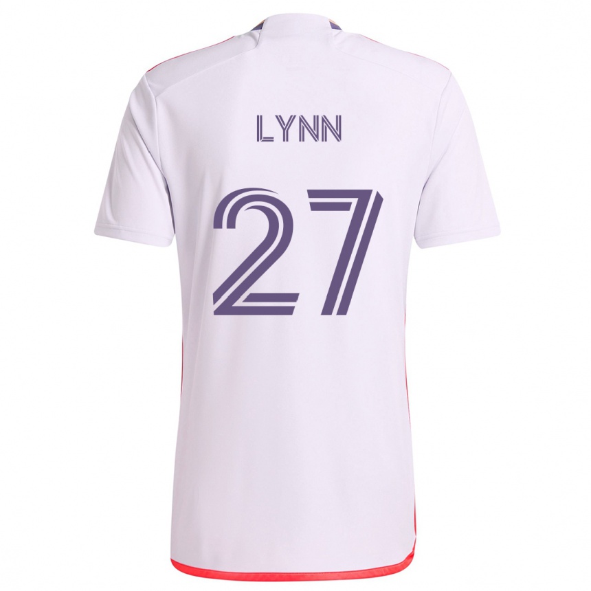 Gyermek Labdarúgás Jack Lynn #27 Fehér Piros Lila Idegenbeli Jersey 2024/25 Mez Póló Ing