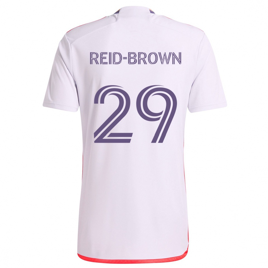 Gyermek Labdarúgás Tahir Reid-Brown #29 Fehér Piros Lila Idegenbeli Jersey 2024/25 Mez Póló Ing