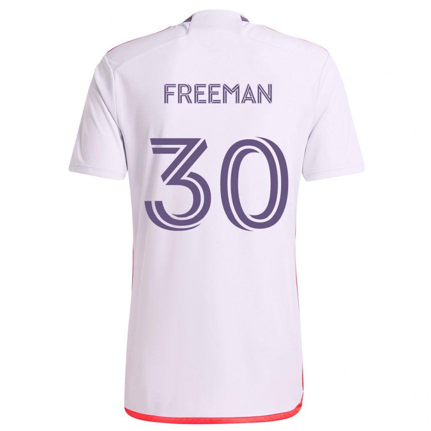 Gyermek Labdarúgás Alex Freeman #30 Fehér Piros Lila Idegenbeli Jersey 2024/25 Mez Póló Ing