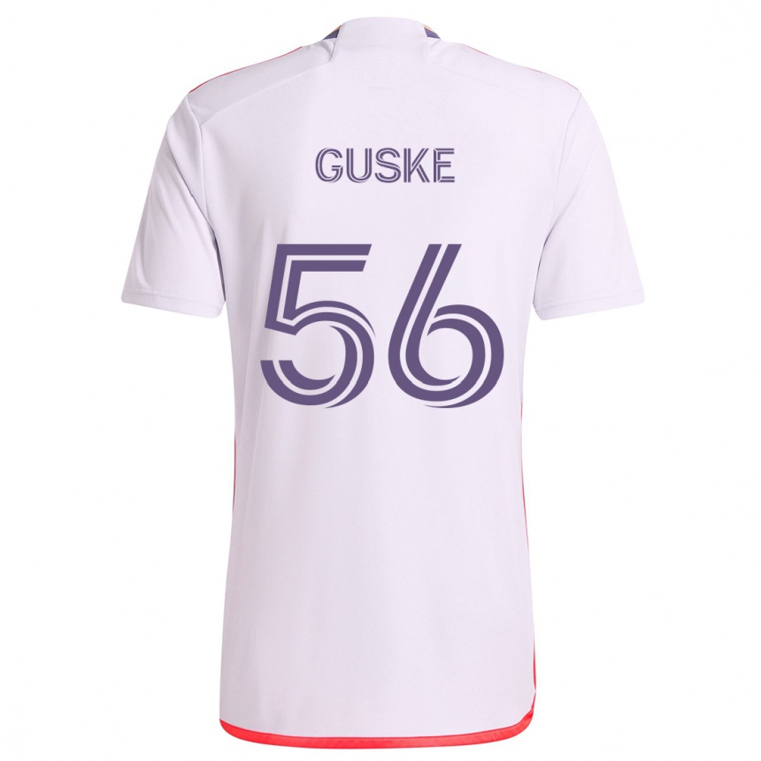 Gyermek Labdarúgás Colin Guske #56 Fehér Piros Lila Idegenbeli Jersey 2024/25 Mez Póló Ing