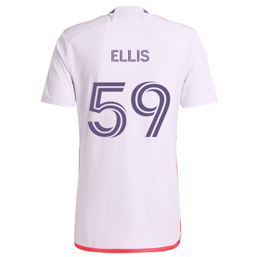 Gyermek Labdarúgás Justin Ellis #59 Fehér Piros Lila Idegenbeli Jersey 2024/25 Mez Póló Ing