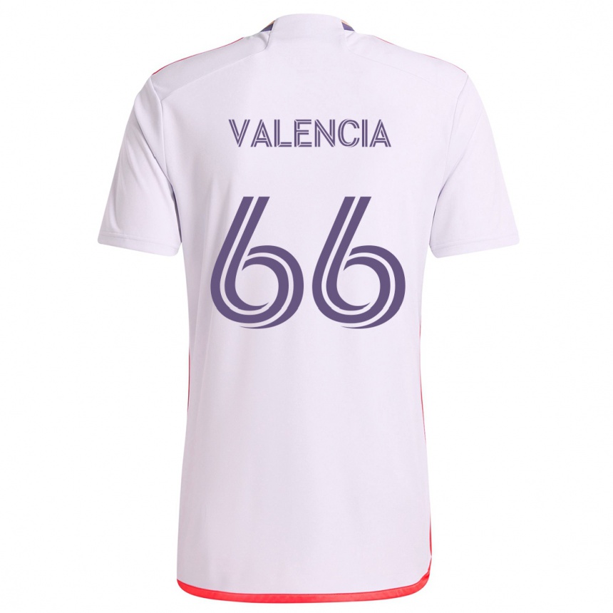 Gyermek Labdarúgás Yeiler Valencia #66 Fehér Piros Lila Idegenbeli Jersey 2024/25 Mez Póló Ing