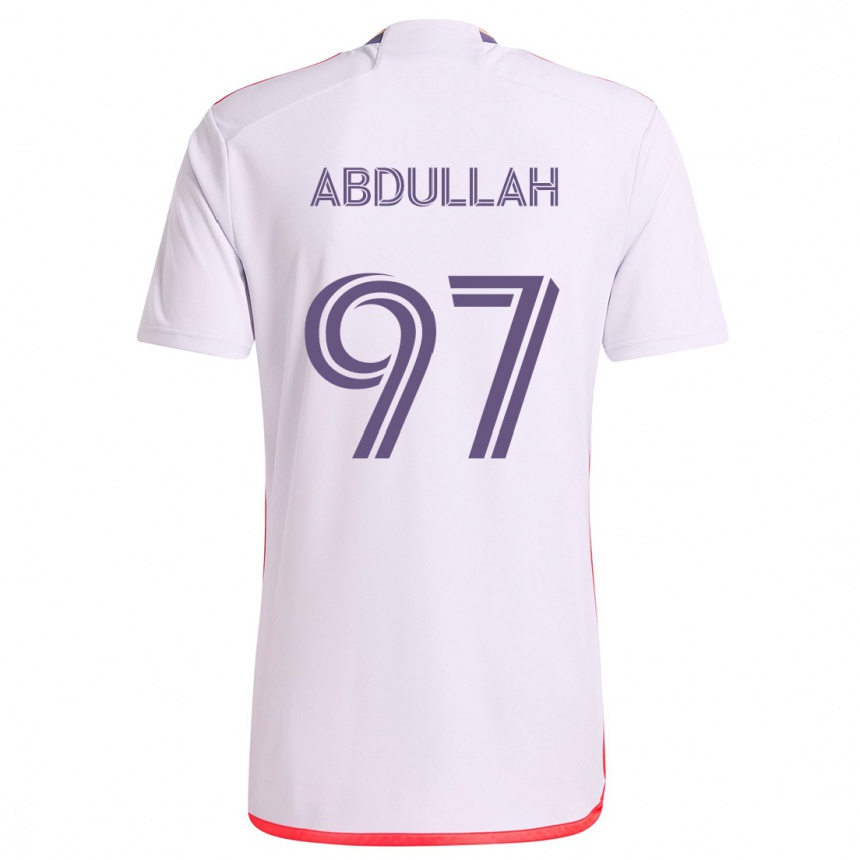 Gyermek Labdarúgás Majed Abdullah #97 Fehér Piros Lila Idegenbeli Jersey 2024/25 Mez Póló Ing