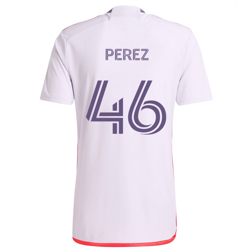 Gyermek Labdarúgás Franco Pérez #46 Fehér Piros Lila Idegenbeli Jersey 2024/25 Mez Póló Ing