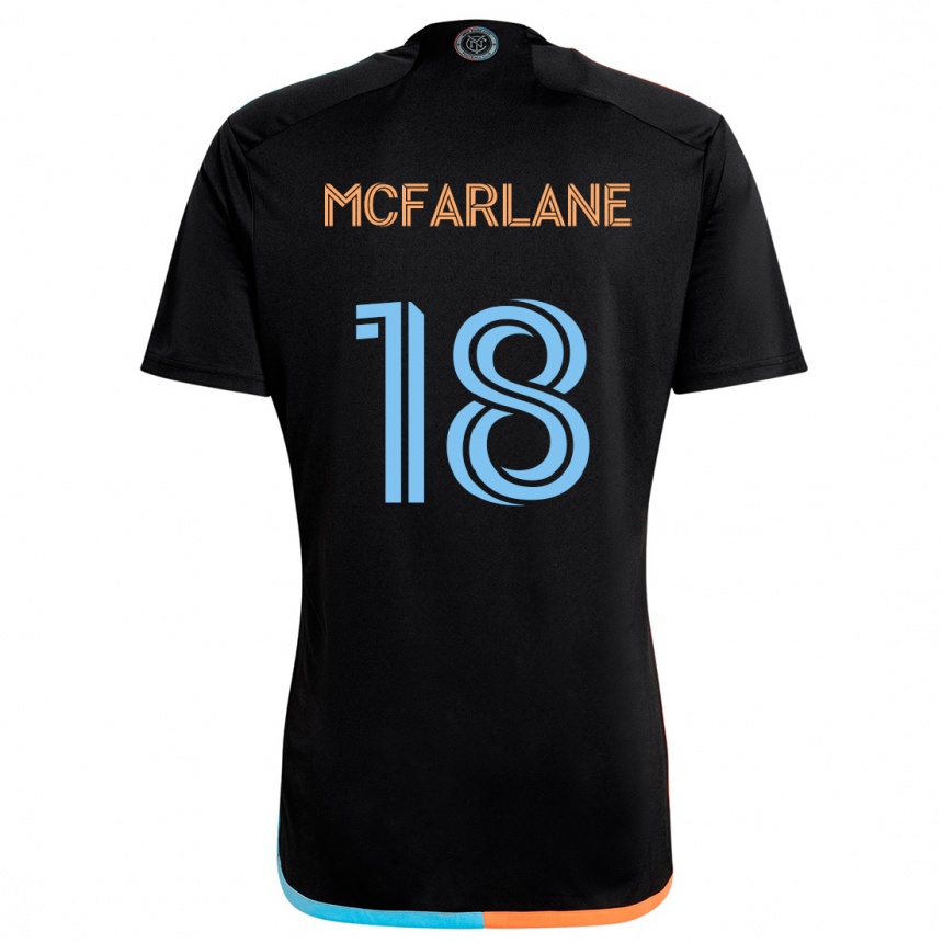 Gyermek Labdarúgás Christian Mcfarlane #18 Fekete Narancs Kék Idegenbeli Jersey 2024/25 Mez Póló Ing