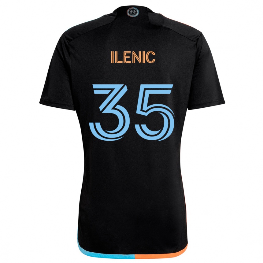 Gyermek Labdarúgás Mitja Ilenic #35 Fekete Narancs Kék Idegenbeli Jersey 2024/25 Mez Póló Ing