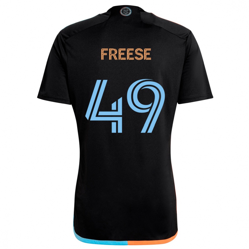 Gyermek Labdarúgás Matt Freese #49 Fekete Narancs Kék Idegenbeli Jersey 2024/25 Mez Póló Ing