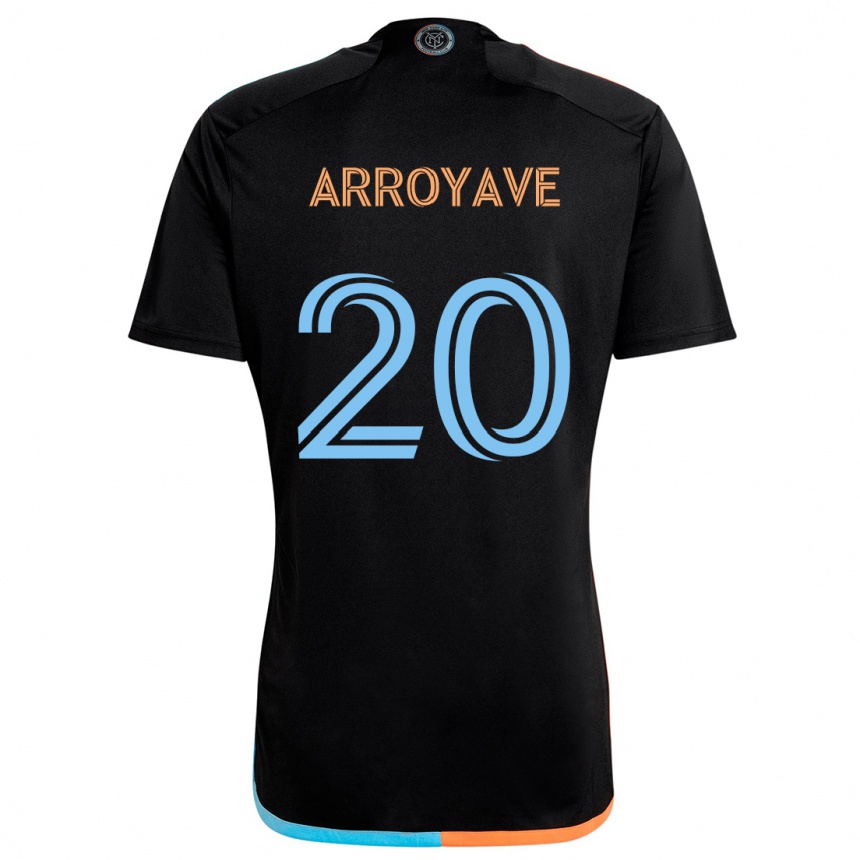 Gyermek Labdarúgás Jacob Arroyave #20 Fekete Narancs Kék Idegenbeli Jersey 2024/25 Mez Póló Ing