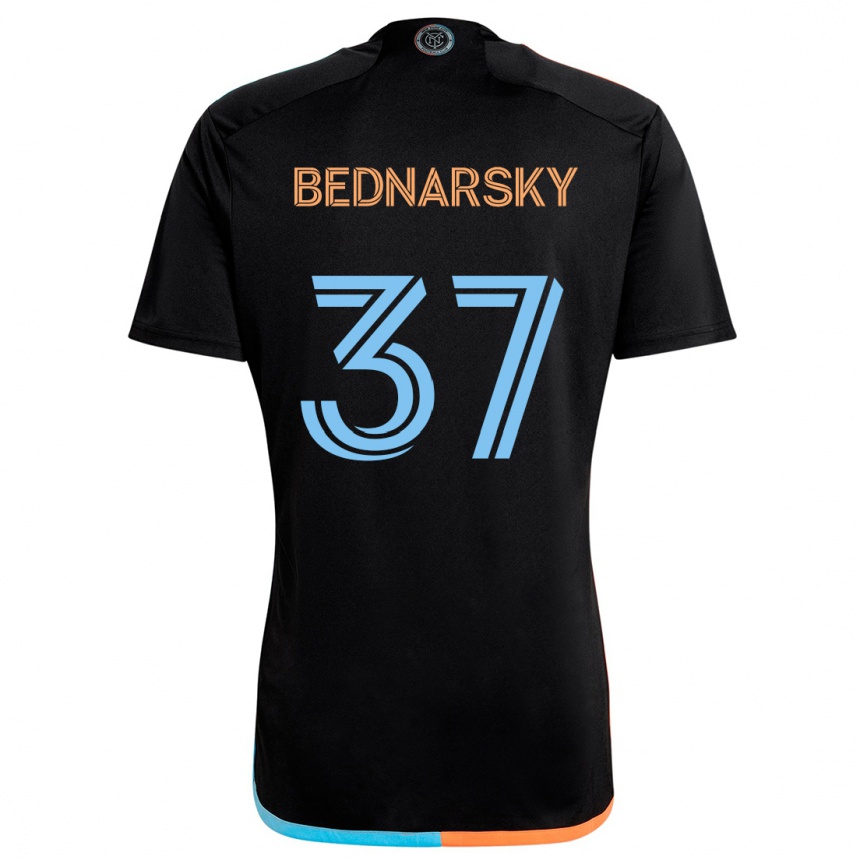 Gyermek Labdarúgás Stevo Bednarsky #37 Fekete Narancs Kék Idegenbeli Jersey 2024/25 Mez Póló Ing