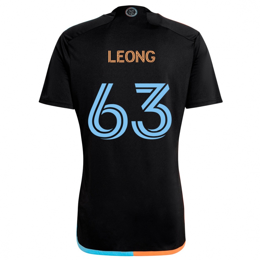 Gyermek Labdarúgás Matthew Leong #63 Fekete Narancs Kék Idegenbeli Jersey 2024/25 Mez Póló Ing