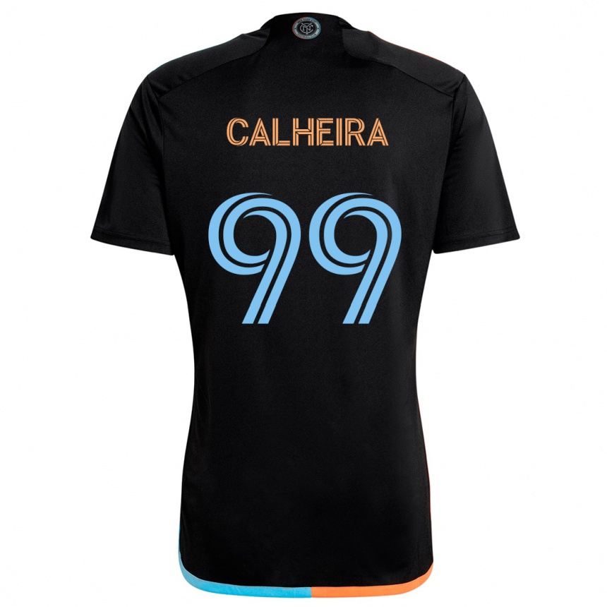 Gyermek Labdarúgás Taylor Calheira #99 Fekete Narancs Kék Idegenbeli Jersey 2024/25 Mez Póló Ing