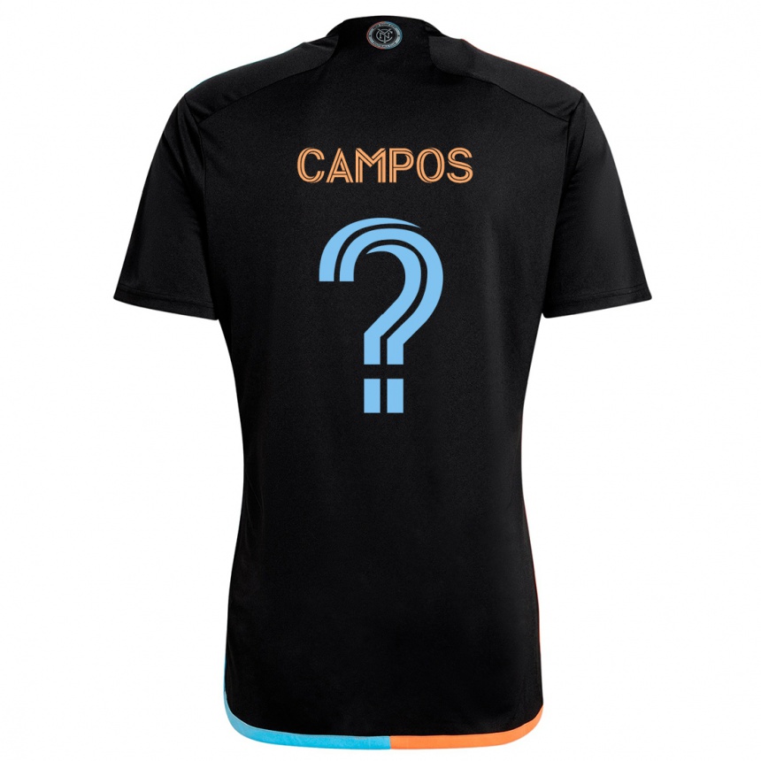 Gyermek Labdarúgás Adonis Campos #0 Fekete Narancs Kék Idegenbeli Jersey 2024/25 Mez Póló Ing