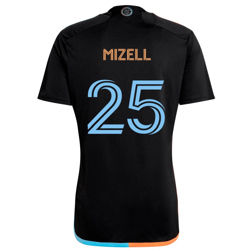 Gyermek Labdarúgás Cody Mizell #25 Fekete Narancs Kék Idegenbeli Jersey 2024/25 Mez Póló Ing