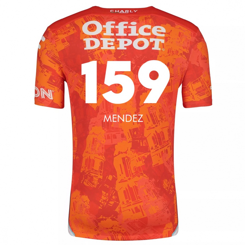 Gyermek Labdarúgás Daniel Méndez #159 Narancssárga Fehér Idegenbeli Jersey 2024/25 Mez Póló Ing