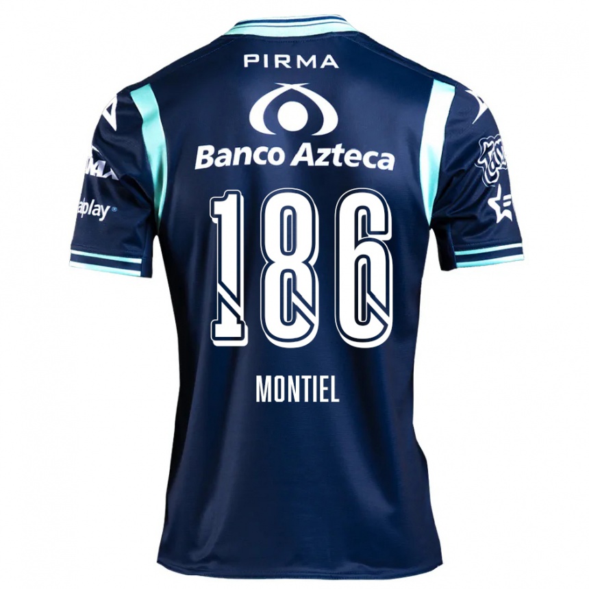 Gyermek Labdarúgás Santiago Montiel #186 Sötétkék Idegenbeli Jersey 2024/25 Mez Póló Ing