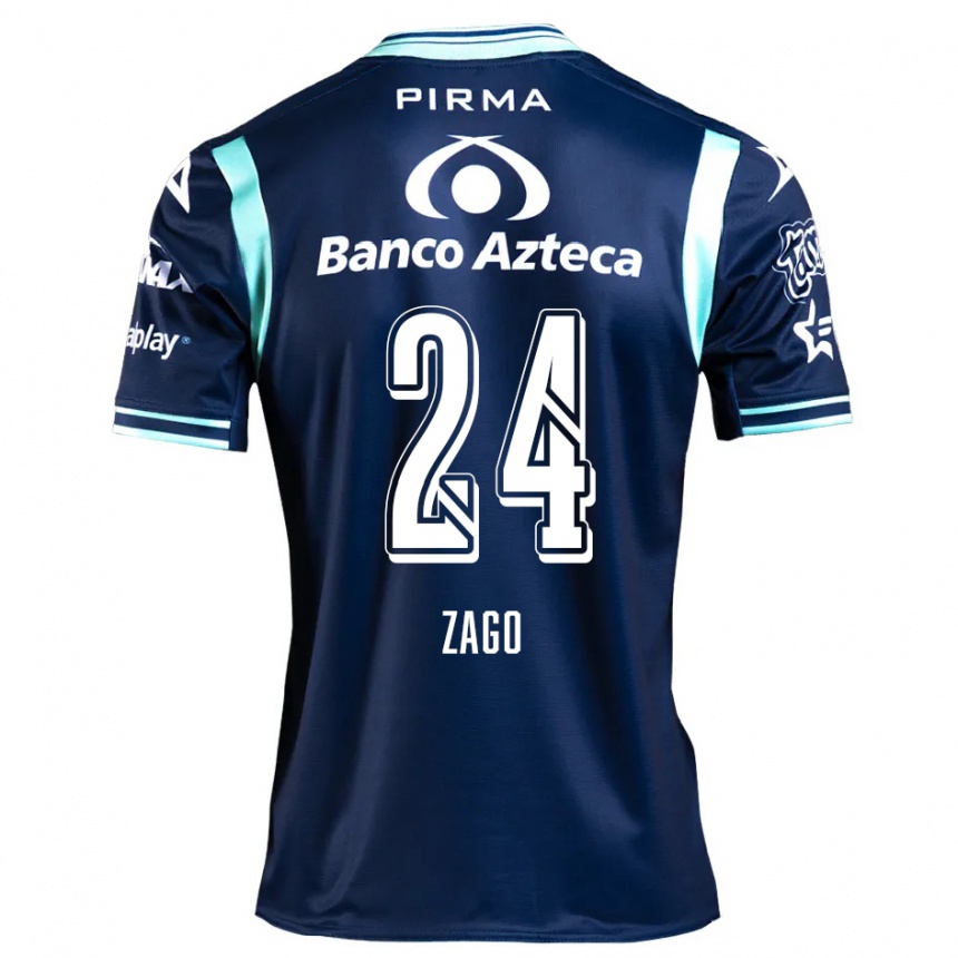 Gyermek Labdarúgás Diego Zago #24 Sötétkék Idegenbeli Jersey 2024/25 Mez Póló Ing