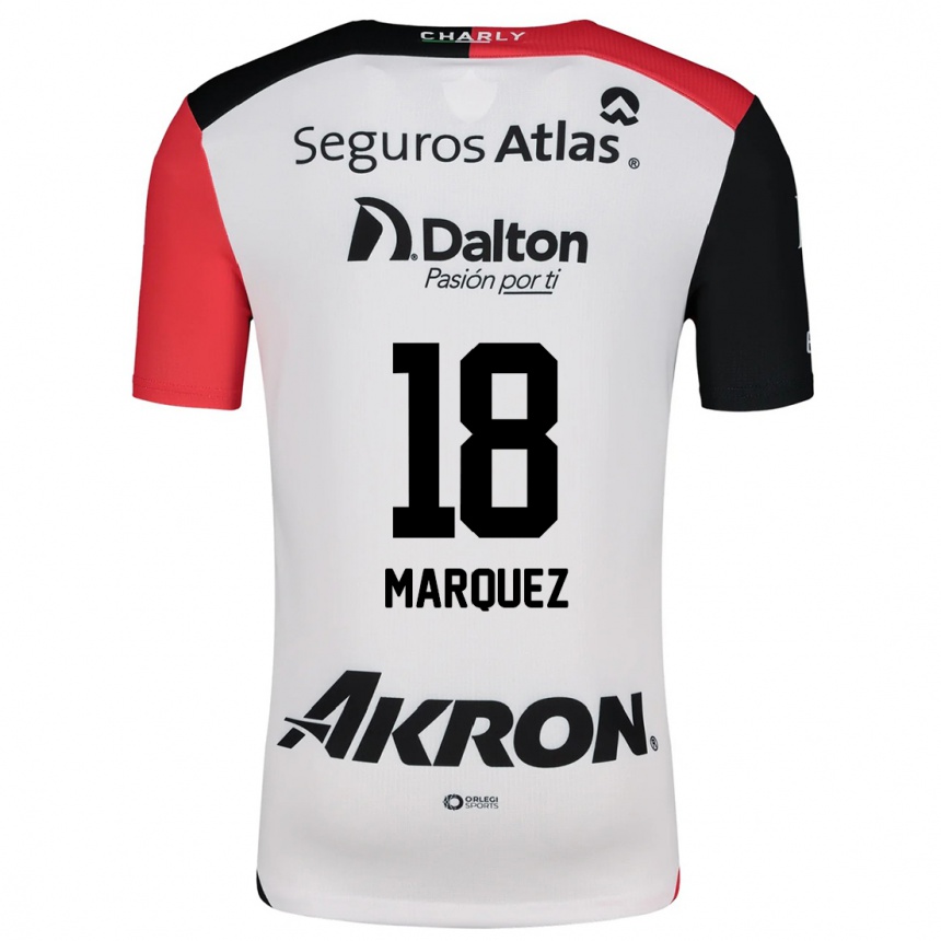 Gyermek Labdarúgás Jeremy Márquez #18 Fehér Piros Fekete Idegenbeli Jersey 2024/25 Mez Póló Ing