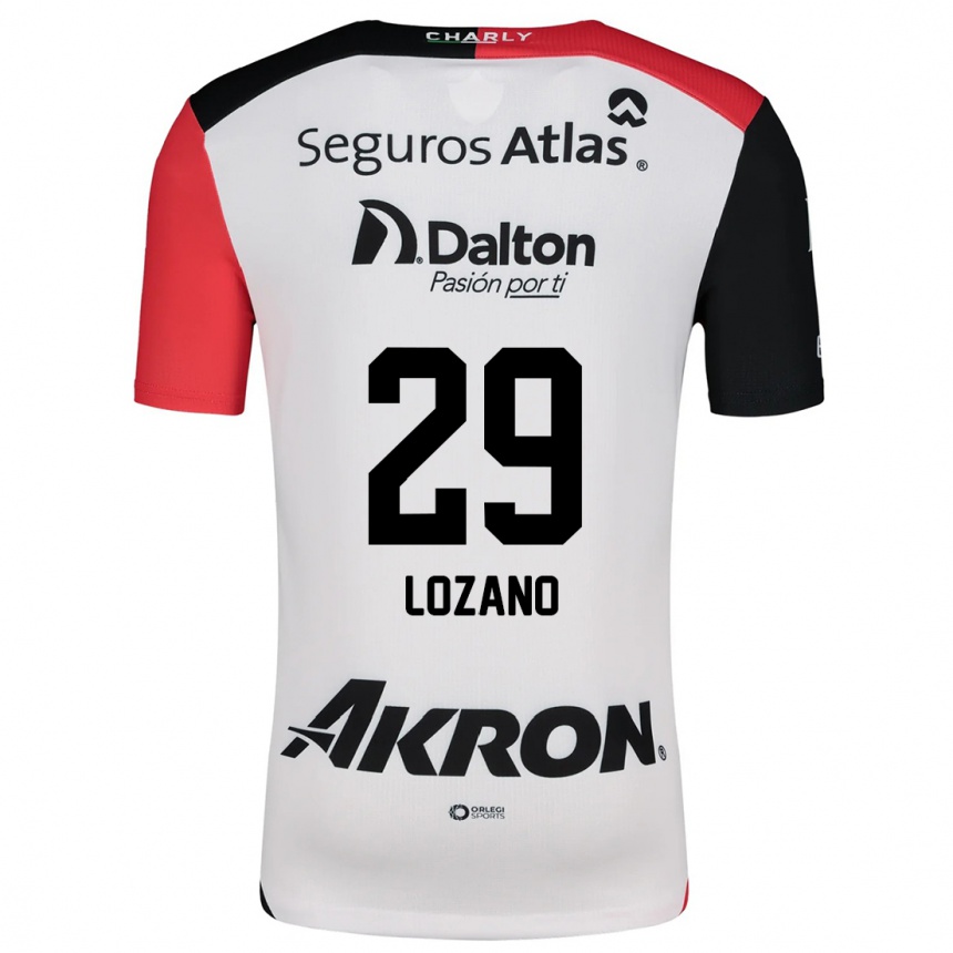 Gyermek Labdarúgás Brian Lozano #29 Fehér Piros Fekete Idegenbeli Jersey 2024/25 Mez Póló Ing