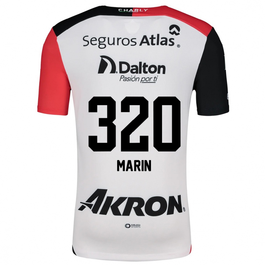 Gyermek Labdarúgás Donato Marín #320 Fehér Piros Fekete Idegenbeli Jersey 2024/25 Mez Póló Ing