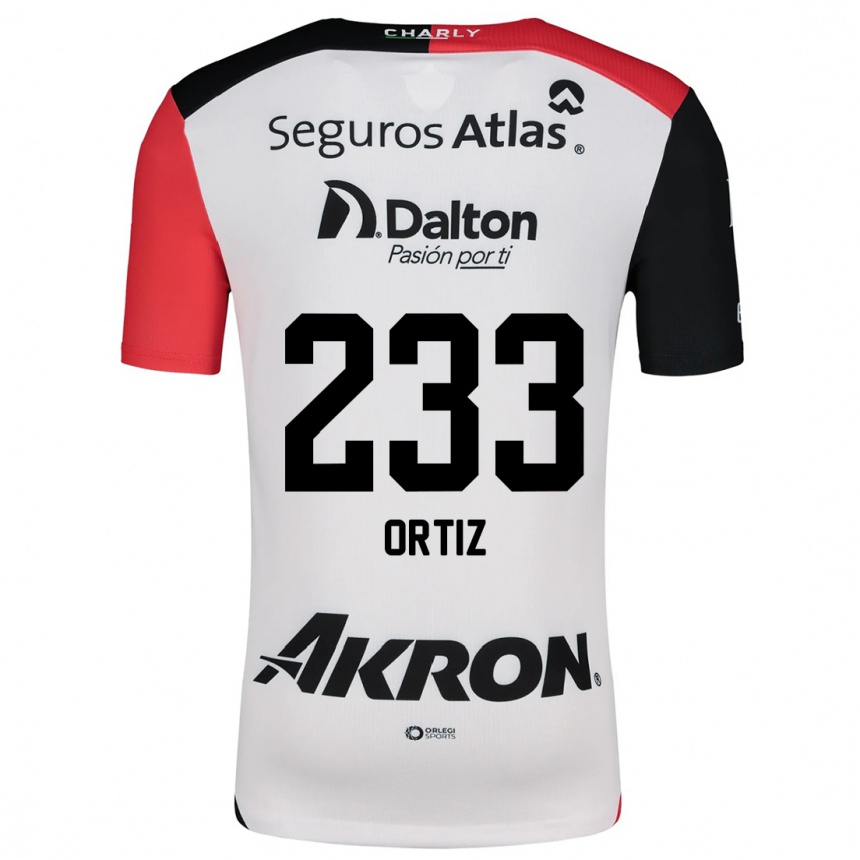 Gyermek Labdarúgás Brandon Ortiz #233 Fehér Piros Fekete Idegenbeli Jersey 2024/25 Mez Póló Ing