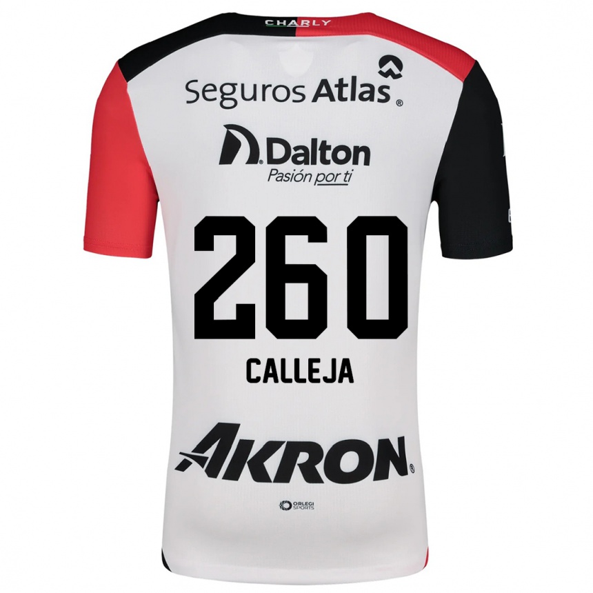 Gyermek Labdarúgás Diego Calleja #260 Fehér Piros Fekete Idegenbeli Jersey 2024/25 Mez Póló Ing