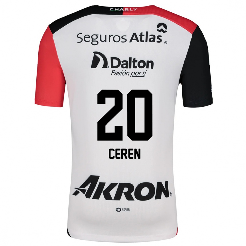 Gyermek Labdarúgás Brenda Cerén #20 Fehér Piros Fekete Idegenbeli Jersey 2024/25 Mez Póló Ing