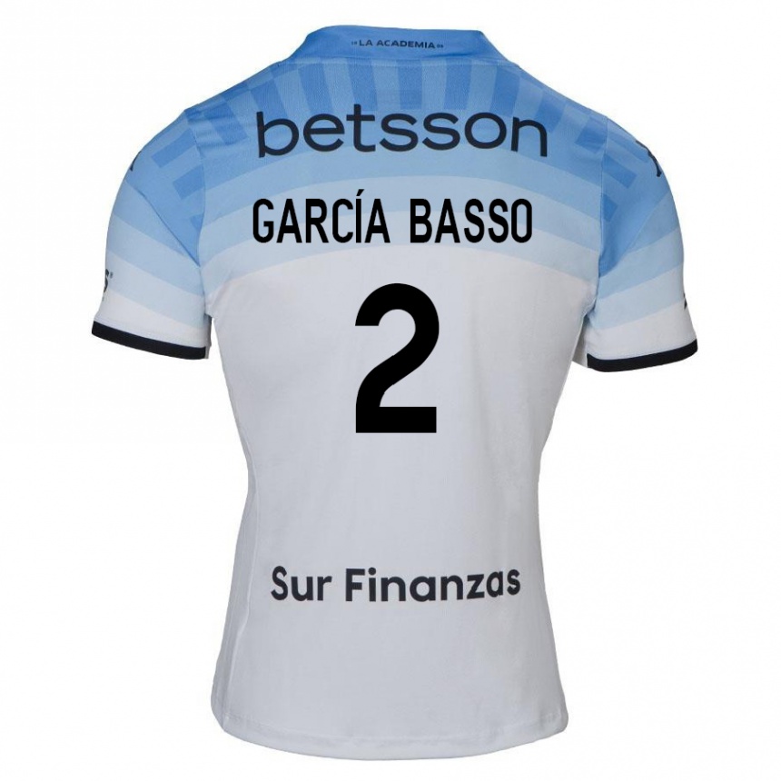 Gyermek Labdarúgás Agustín García Basso #2 Fehér Kék Fekete Idegenbeli Jersey 2024/25 Mez Póló Ing