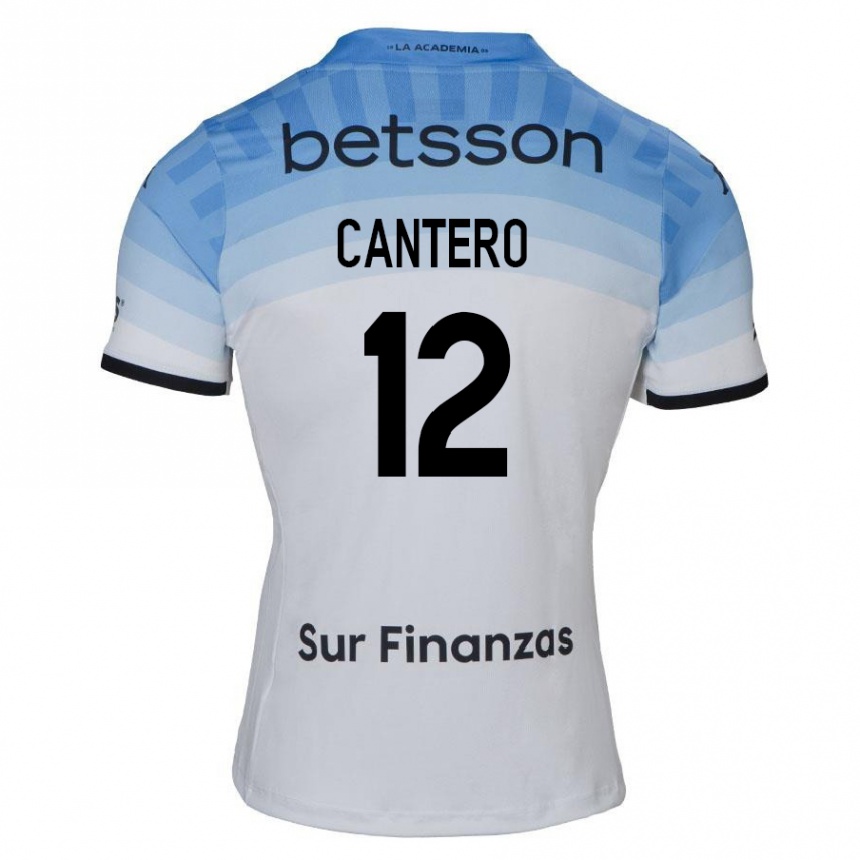 Gyermek Labdarúgás Milton Cantero #12 Fehér Kék Fekete Idegenbeli Jersey 2024/25 Mez Póló Ing