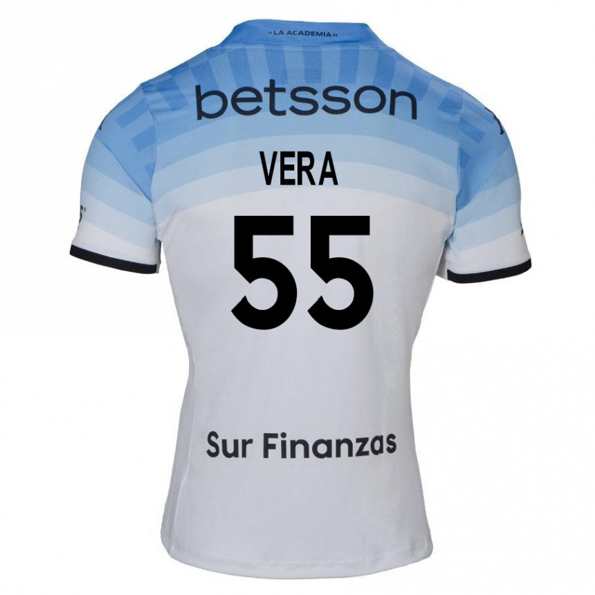 Gyermek Labdarúgás Santino Vera #55 Fehér Kék Fekete Idegenbeli Jersey 2024/25 Mez Póló Ing