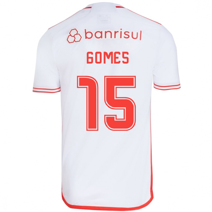 Gyermek Labdarúgás Bruno Gomes #15 Fehér Piros Idegenbeli Jersey 2024/25 Mez Póló Ing