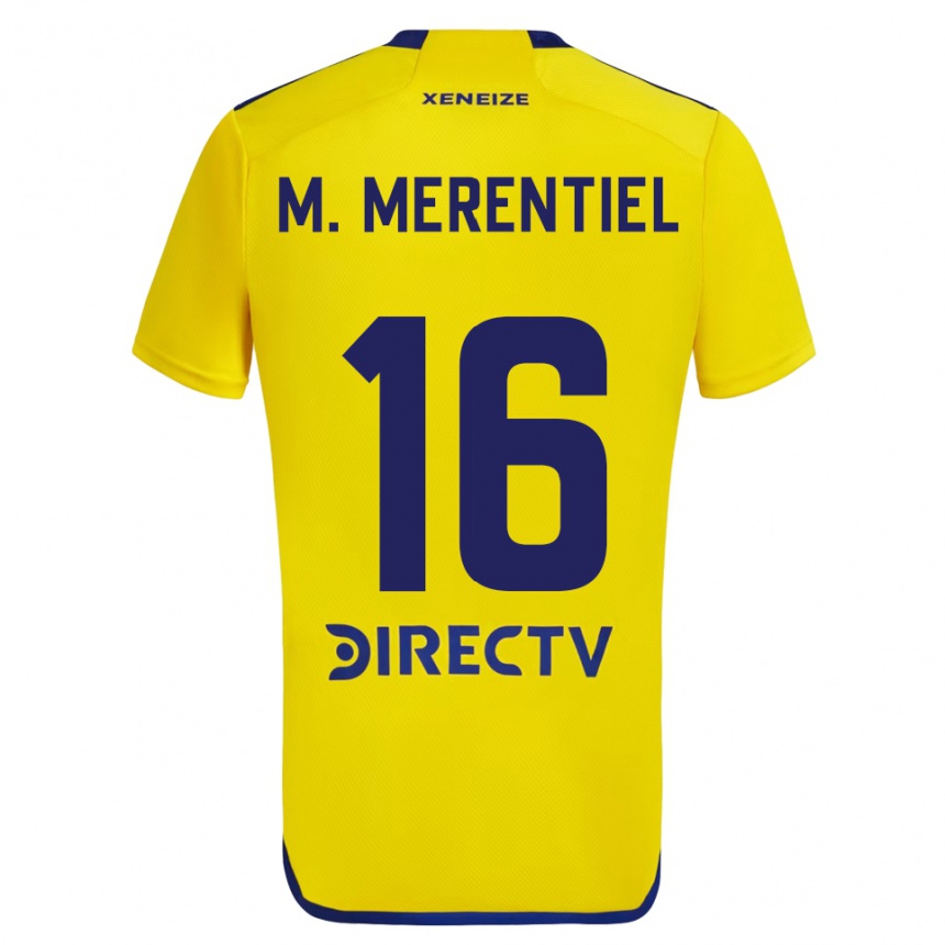 Gyermek Labdarúgás Miguel Merentiel #16 Sárga Kék Idegenbeli Jersey 2024/25 Mez Póló Ing