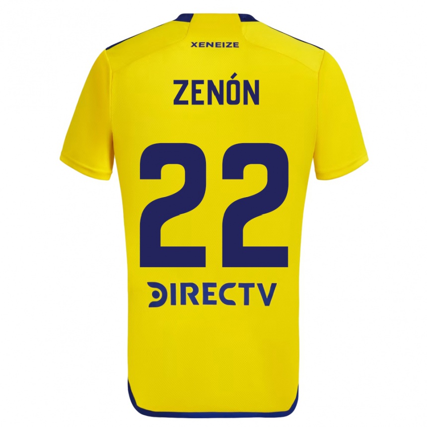 Gyermek Labdarúgás Kevin Zenón #22 Sárga Kék Idegenbeli Jersey 2024/25 Mez Póló Ing