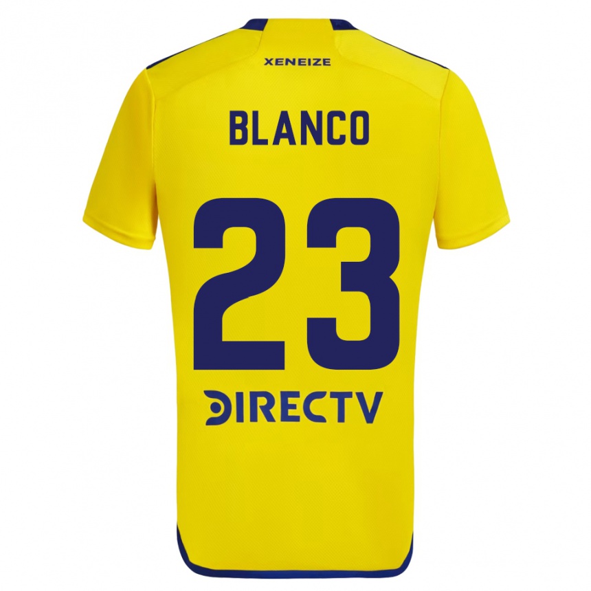 Gyermek Labdarúgás Lautaro Blanco #23 Sárga Kék Idegenbeli Jersey 2024/25 Mez Póló Ing