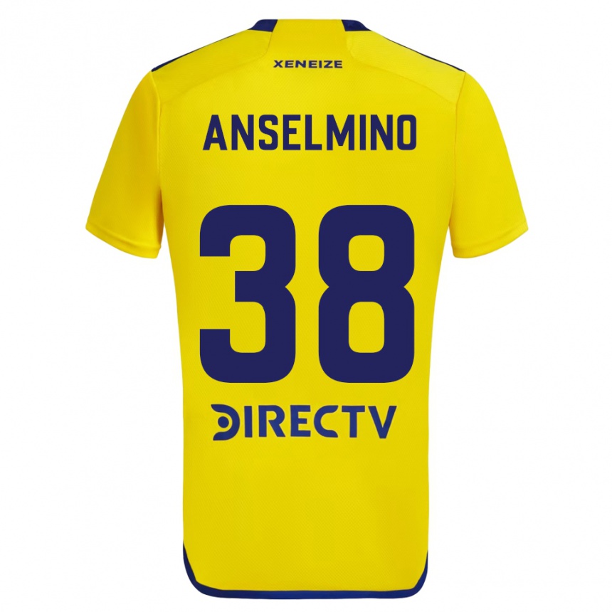 Gyermek Labdarúgás Aarón Anselmino #38 Sárga Kék Idegenbeli Jersey 2024/25 Mez Póló Ing