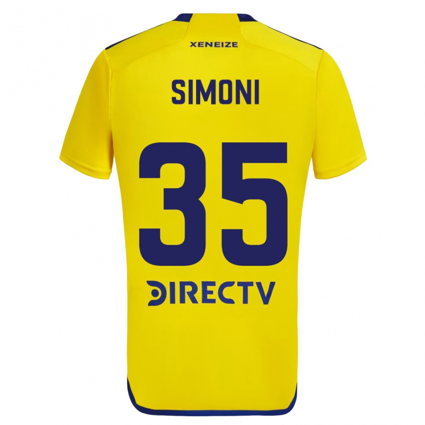 Gyermek Labdarúgás Valentino Simoni #35 Sárga Kék Idegenbeli Jersey 2024/25 Mez Póló Ing