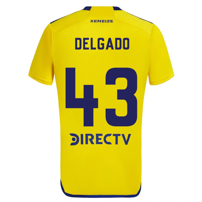 Gyermek Labdarúgás Milton Delgado #43 Sárga Kék Idegenbeli Jersey 2024/25 Mez Póló Ing