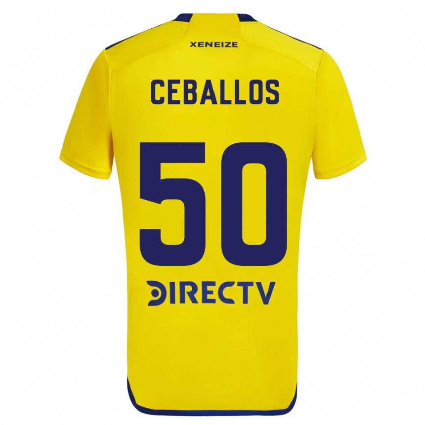 Gyermek Labdarúgás Julián Ceballos #50 Sárga Kék Idegenbeli Jersey 2024/25 Mez Póló Ing