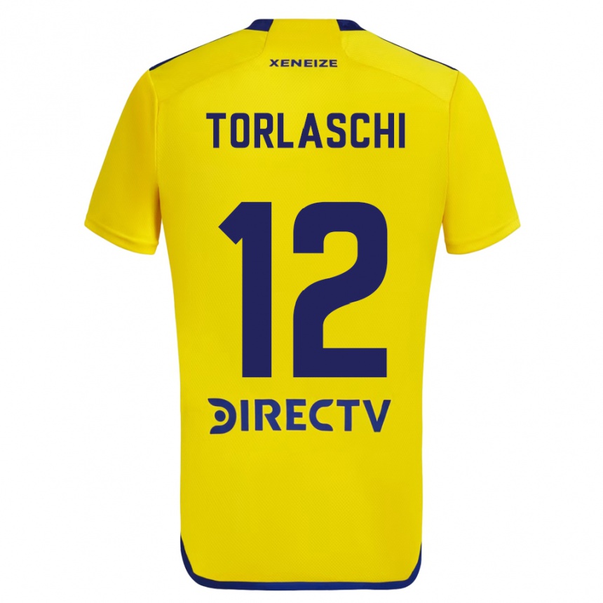 Gyermek Labdarúgás Lucas Torlaschi #12 Sárga Kék Idegenbeli Jersey 2024/25 Mez Póló Ing