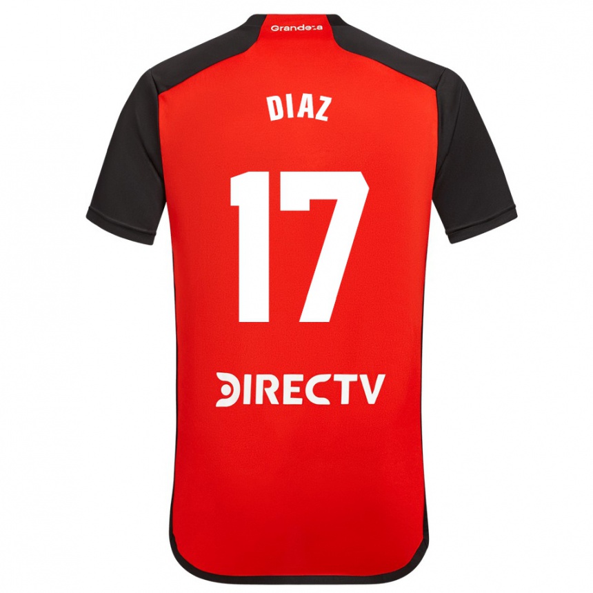 Gyermek Labdarúgás Paulo Díaz #17 Piros Fekete Fehér Idegenbeli Jersey 2024/25 Mez Póló Ing