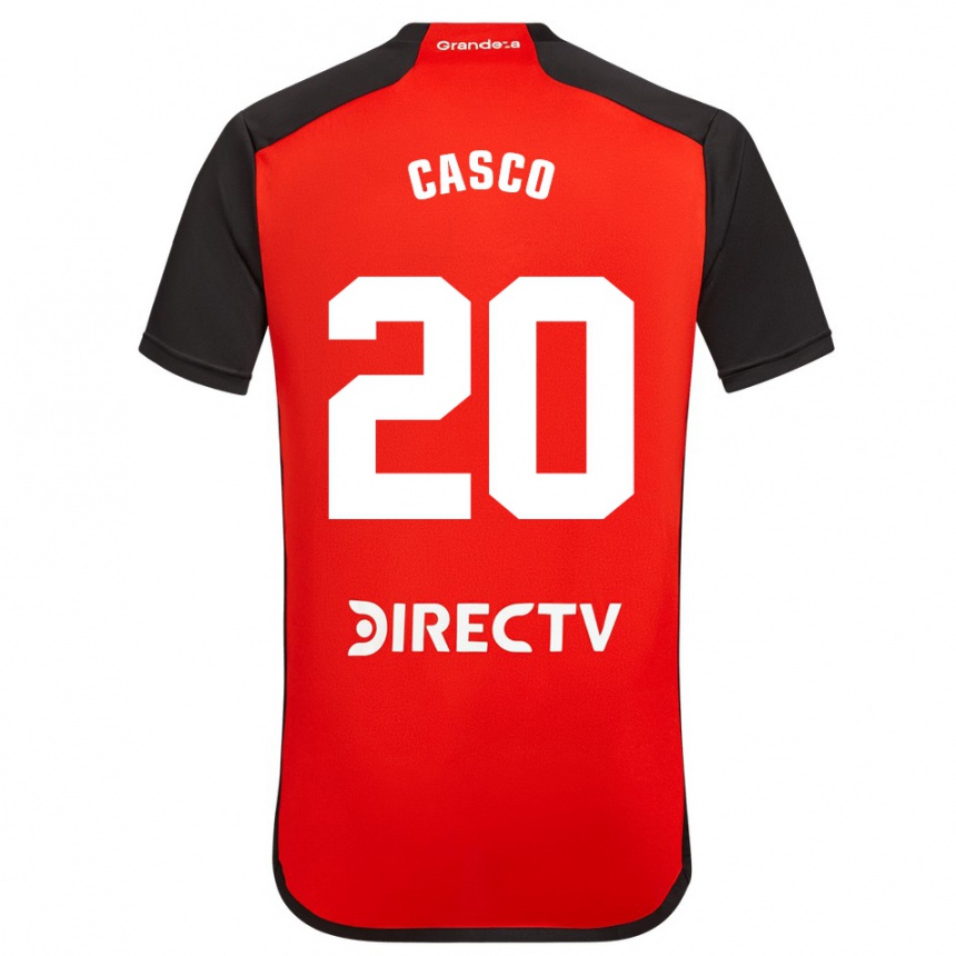 Gyermek Labdarúgás Milton Casco #20 Piros Fekete Fehér Idegenbeli Jersey 2024/25 Mez Póló Ing